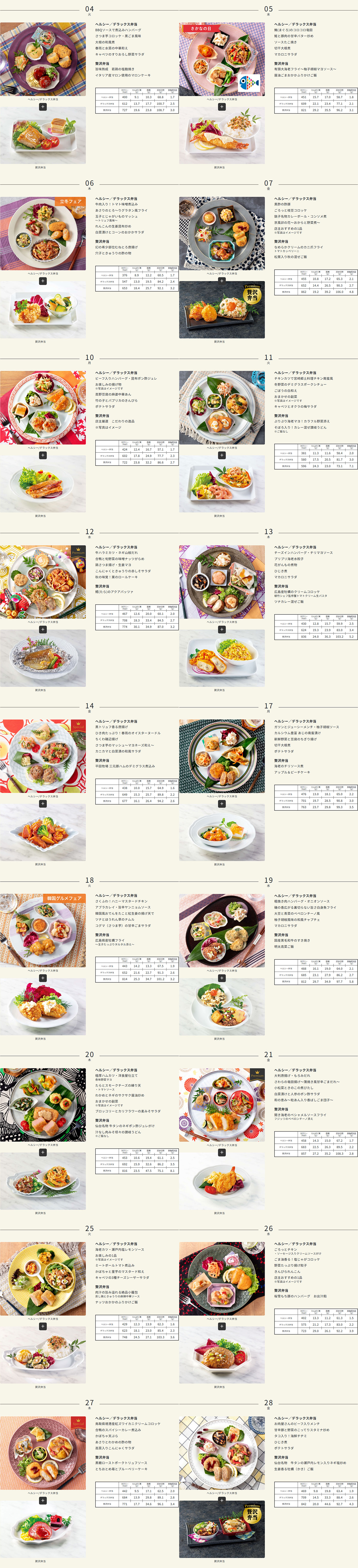 2025年11月の弁当献立表
